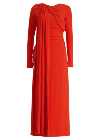 Catherinson orange draped maxi dress