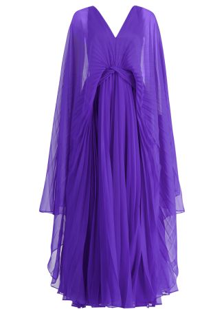 Darnhill purple pleated georgette maxi dress