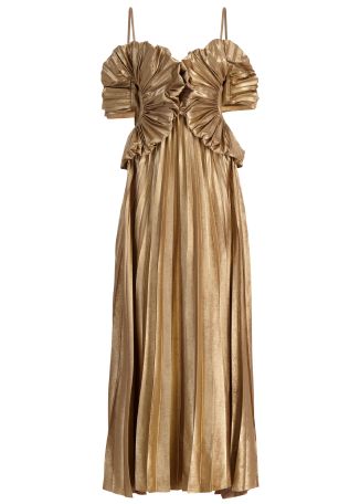 Hillsome gold metallic maxi dress