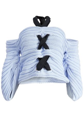 Veronica blue knitted cotton-blend top