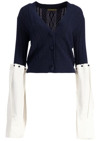 Angelite navy wool-blend cardigan