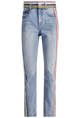Reece blue grosgrain-detail jeans