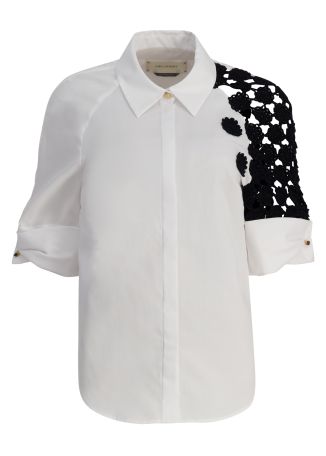 Floral-lace cotton-blend shirt