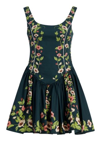 Pluma mosquetero floral-print cotton mini dress