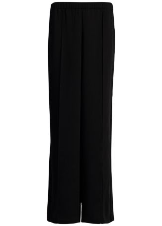 Black wide-leg crepe trousers