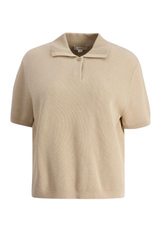 Beige ribbed silk-blend jumper