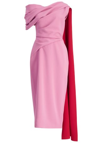 Maite pink cape-effect crepe midi dress