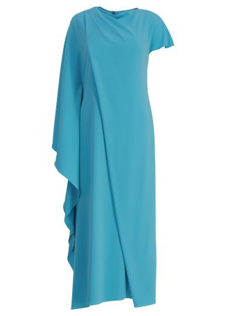 Hilmi blue cape-effect crepe midi dress