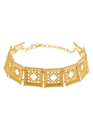 Ravi diamond geometric 24kt gold-plated choker