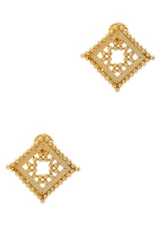 Ravi diamond geometric 24kt gold-plated stud earrings