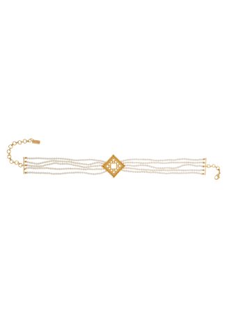 Ravi pearl embellished 24kt gold-plated choker