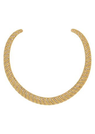 Aurora wave crystal-embellished 18kt gold-plated collar necklace