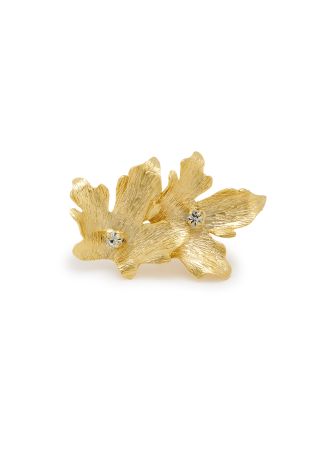 Mystic vine leaf sculpted 24kt gold-plated ring