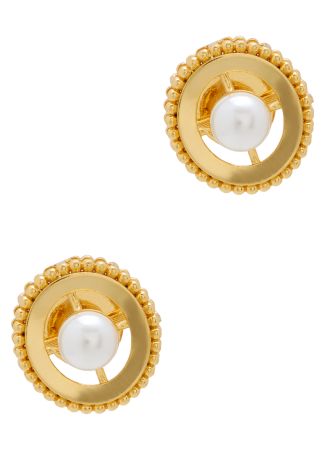 Ravi 2.0 sphere pearl 24kt gold-plated stud earrings