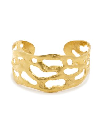 Mystic embossed sculpted 24kt gold-pleated cuff bracelet