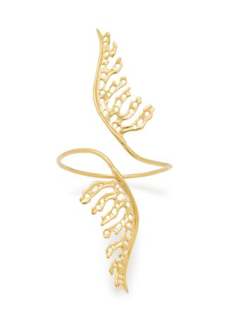 Mystic leaf 24kt gold-plated cuff bracelet