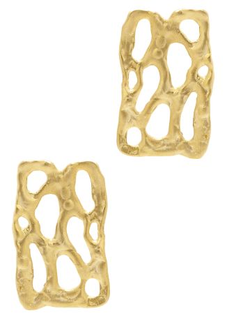 Mystic embossed geometric sculpted 24kt gold-pleated drop earrings