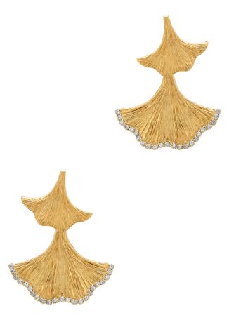 Enchanted flora crystal-embellished 24kt gold-plated drop earrings