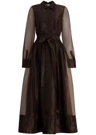 Montgomery brown belted organza midi dress