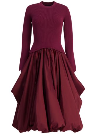 Kenlie burgundy knit taffeta midi dress