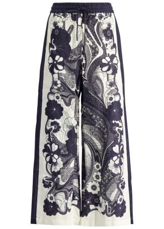 Mickey printed linen trousers