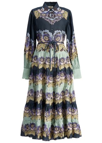 Madalena floral-print ramie midi dress 