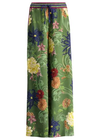 Avery floral-print silk trousers