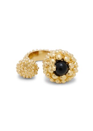 Kapros stone-embellished 18kt gold-plated ring
