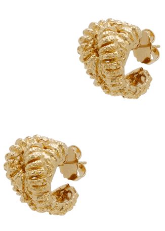 Talisman textured 18kt gold-plated hoop earrings