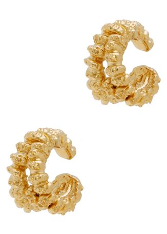 Duo talisman textured 18kt gold-plated ear cuff