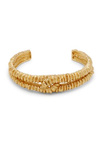 Ocaso textured 18kt gold-plated cuff bracelet