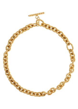 Onora textured 18kt gold-plated chain necklace