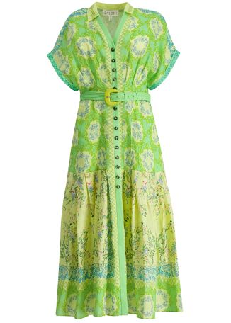 Riya b printed linen midi dress