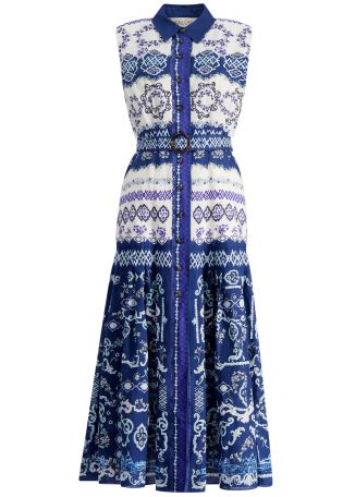 Nya printed linen midi dress