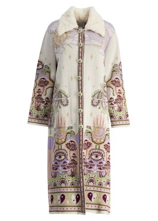 Written in the stars metallic-jacquard cotton-blend coat