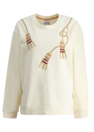 Bead-embellished cotton sweatshirt