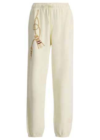 Bead-embellished cotton sweatpants