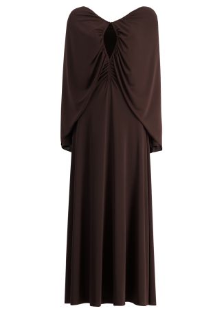 Silent solstice brown ruched stretch-jersey midi dress