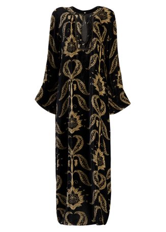 Time for silence embroidered silk-blend maxi dress