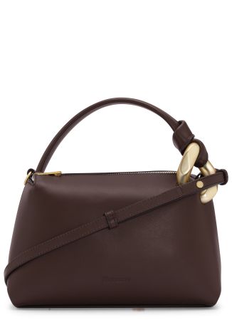 Corner black leather top handle bag