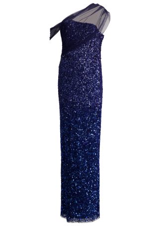Dina navy sequin-embellished gown