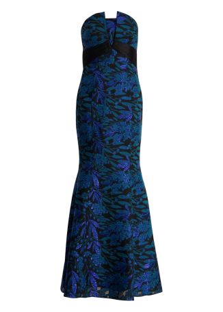 Fernanda metallic-jacquard gown