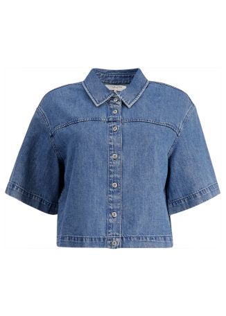 Stevie blue cropped denim shirt