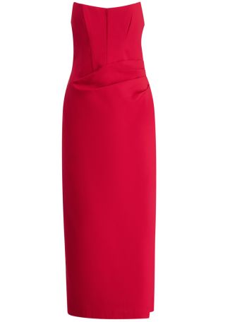 Lani red draped cotton-blend maxi dress