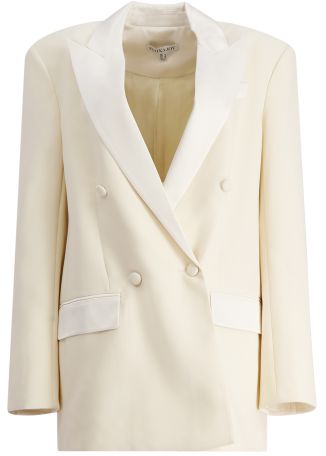 Adri ivory double-breasted crepe blazer