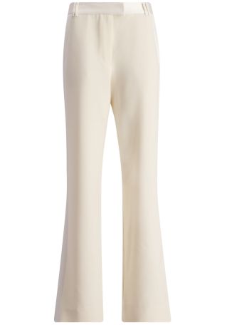 Adri ivory satin-trimmed crepe trousers
