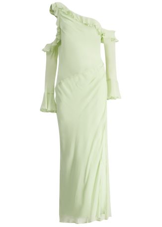 Torres green ruffled georgette maxi dress