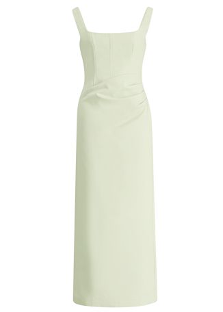 Lani green draped cotton-blend midi dress