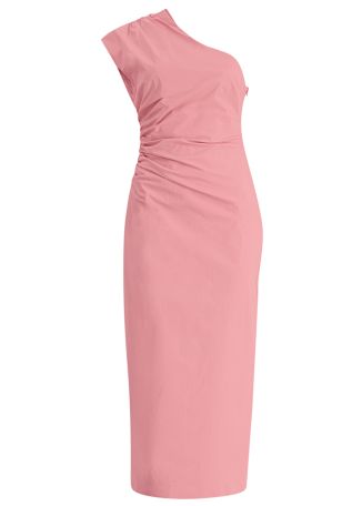 Campbell pink one-shoulder cotton-blend midi dress