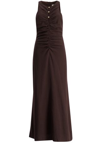Beau brown ruched cotton maxi dress